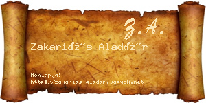 Zakariás Aladár névjegykártya